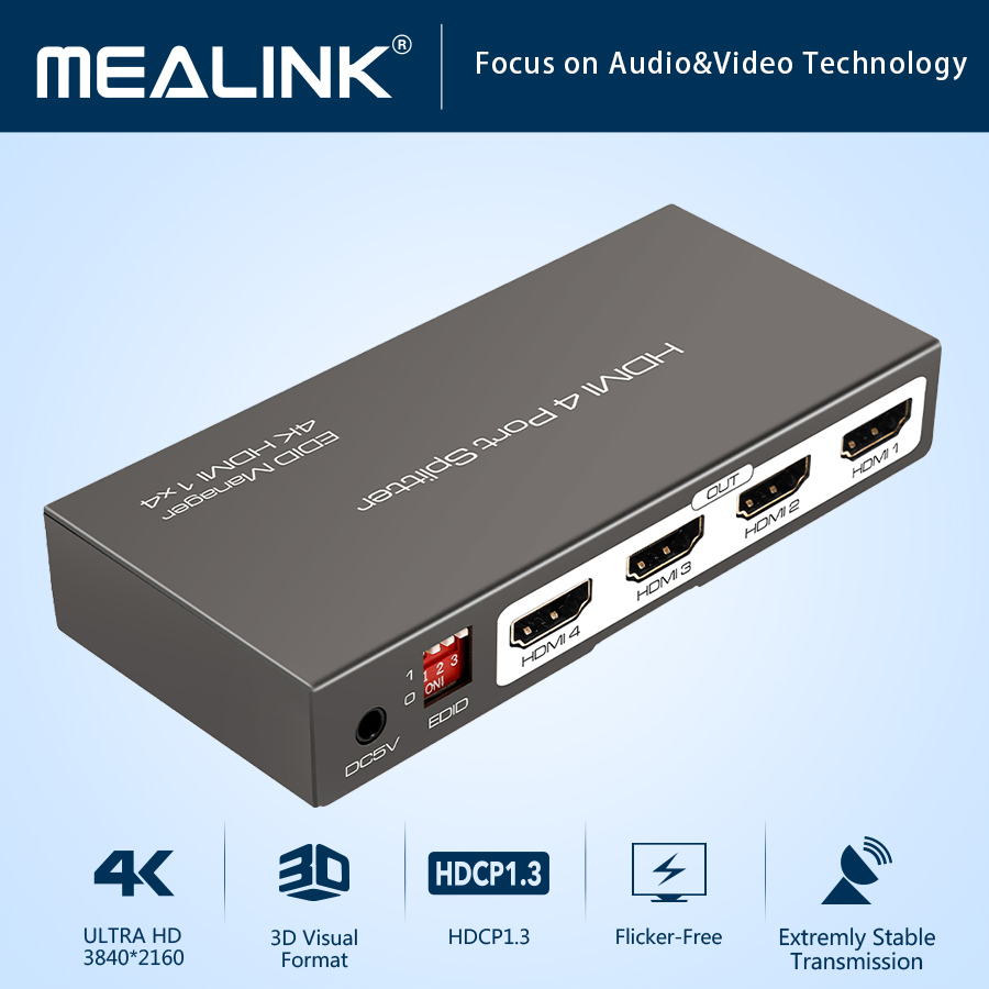 Разветвитель HDMI 1x4 4K с поддержкой EDID и 3D