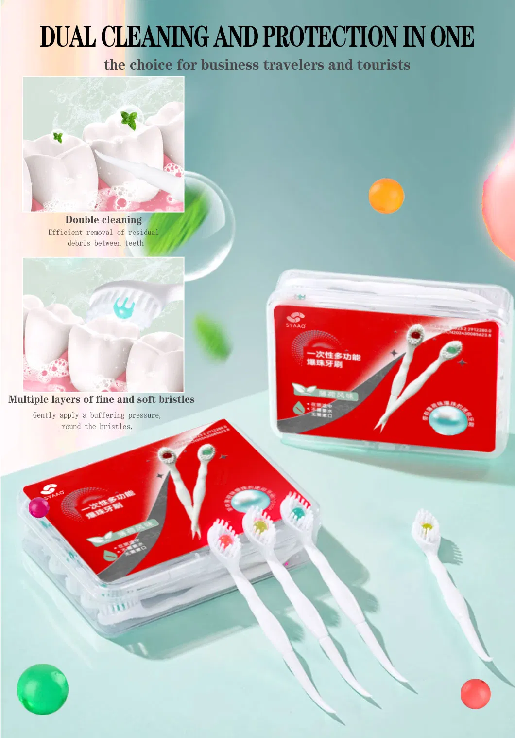 Portable Hotel Travel Toothbrush Mini Exploded Bead Toothbrush Disposable Adult Cleaning Toothbrush