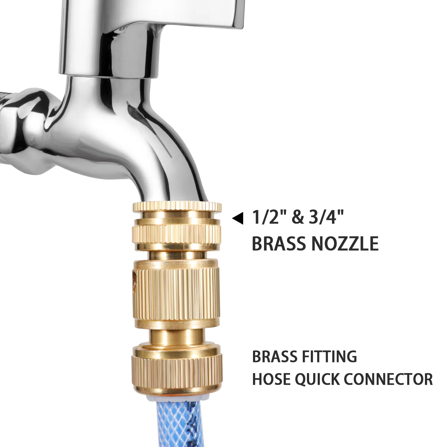 1/2" and 3/4" Brass Hose Fittings for Durable Water Connections