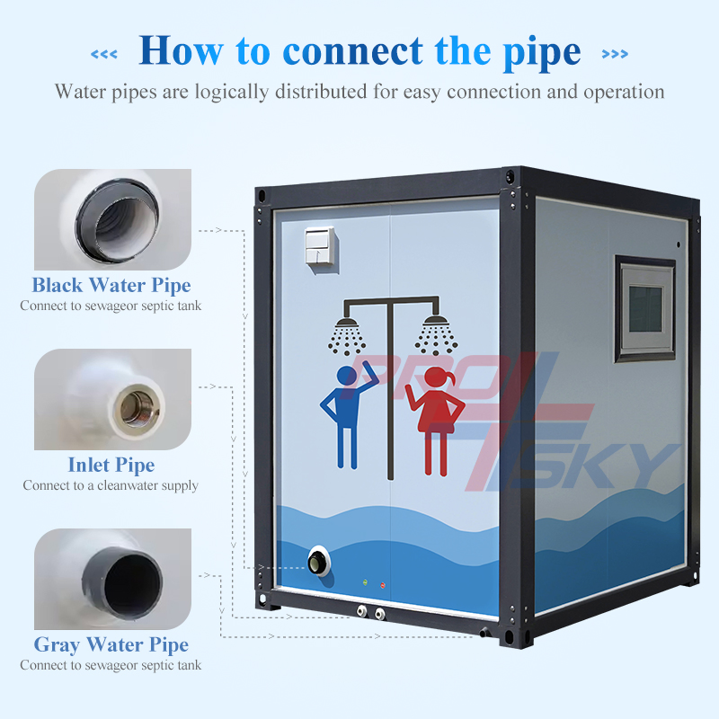Mobile Prefab Bathroom Pod with Toilet Shower Outdoor Portable Sanitary Unit