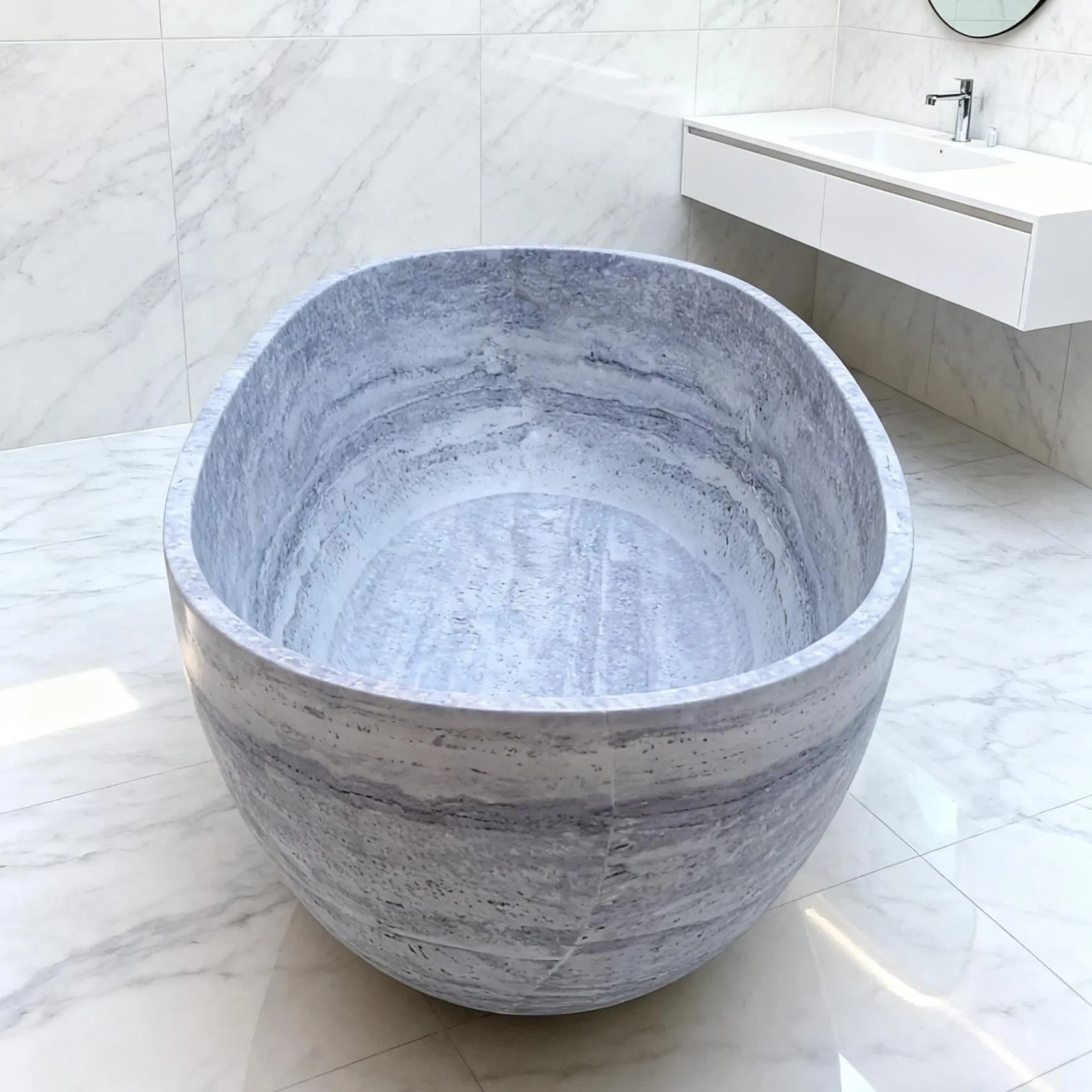 Овальная ванна из искусственного камня Travertine