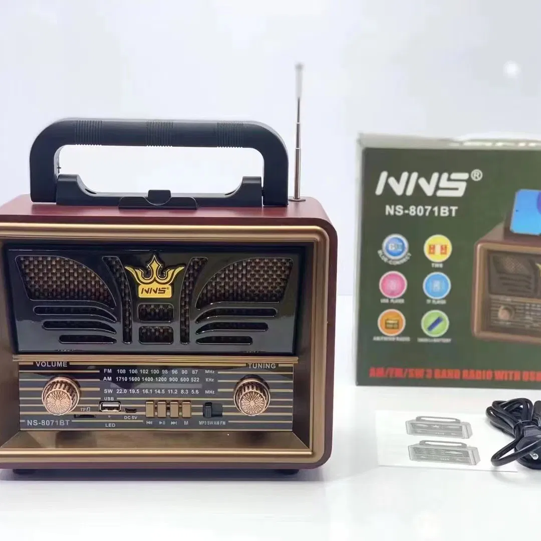 Ретро радио NS-8071BT с Bluetooth, деревянный корпус