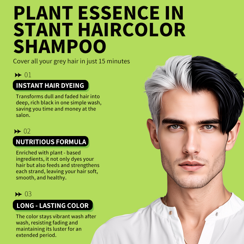 OEM Black Hair Dye Shampoo Natural Herbal 500ml Cover Gray Hair
