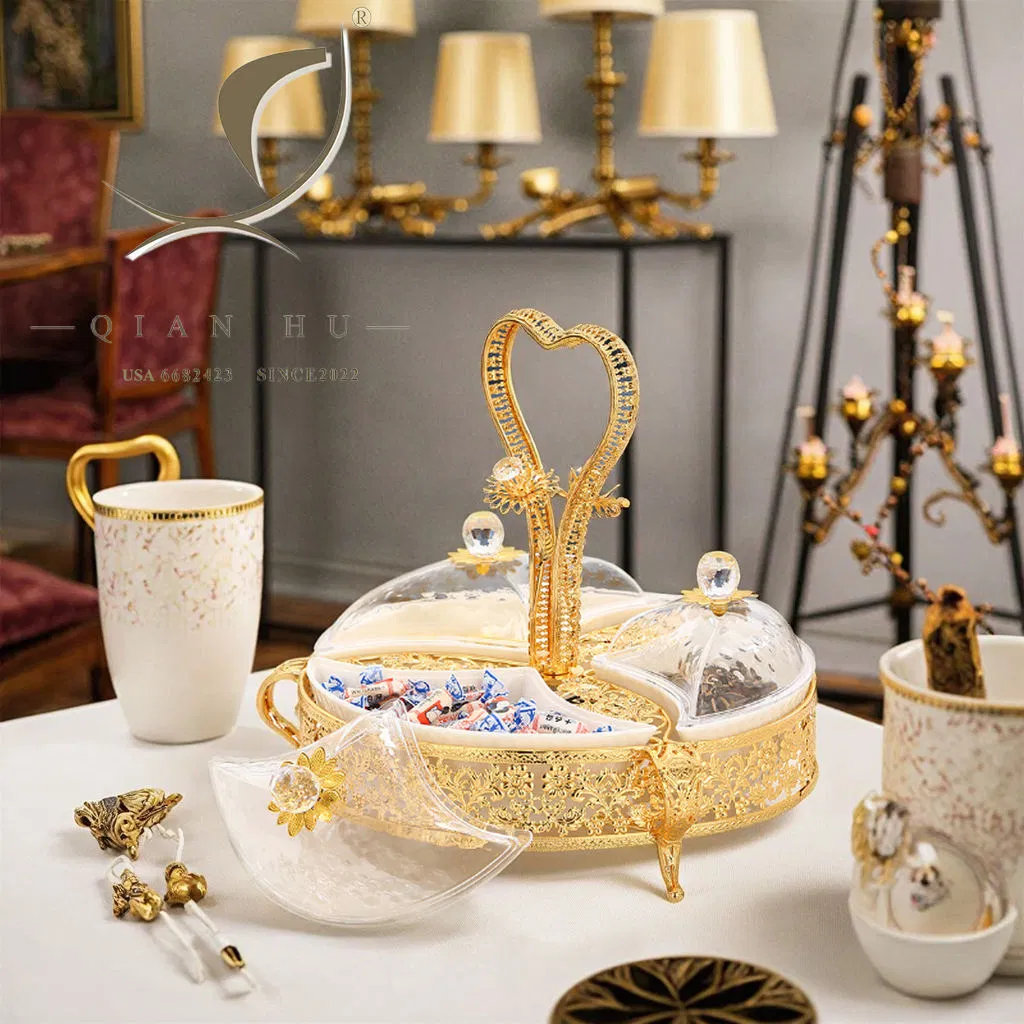 Gold Metal 3 or 4 Acrylic Dried Fruit Bowls