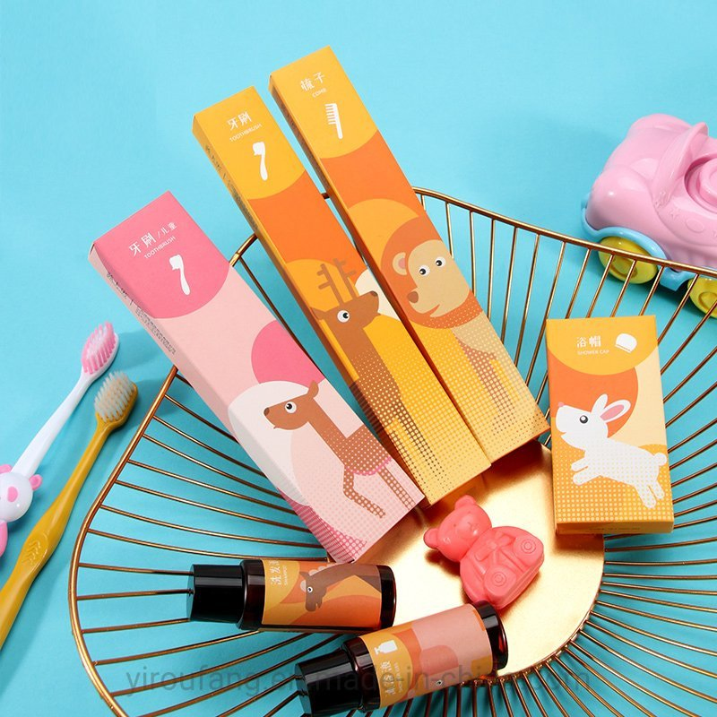 Cartoon Child Hotel Amenities Disposable Bathroom Toothbrush for Gift Set