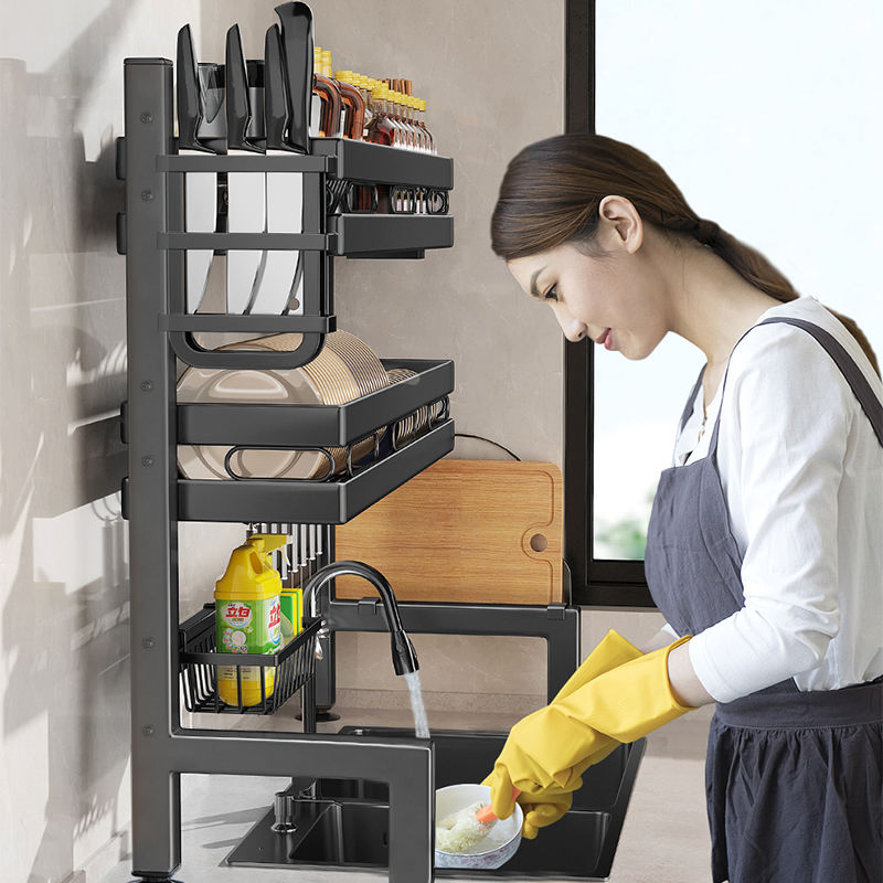 Utensil Holder and Cup Hanging Set Adjustable Kitchen Dish Rack