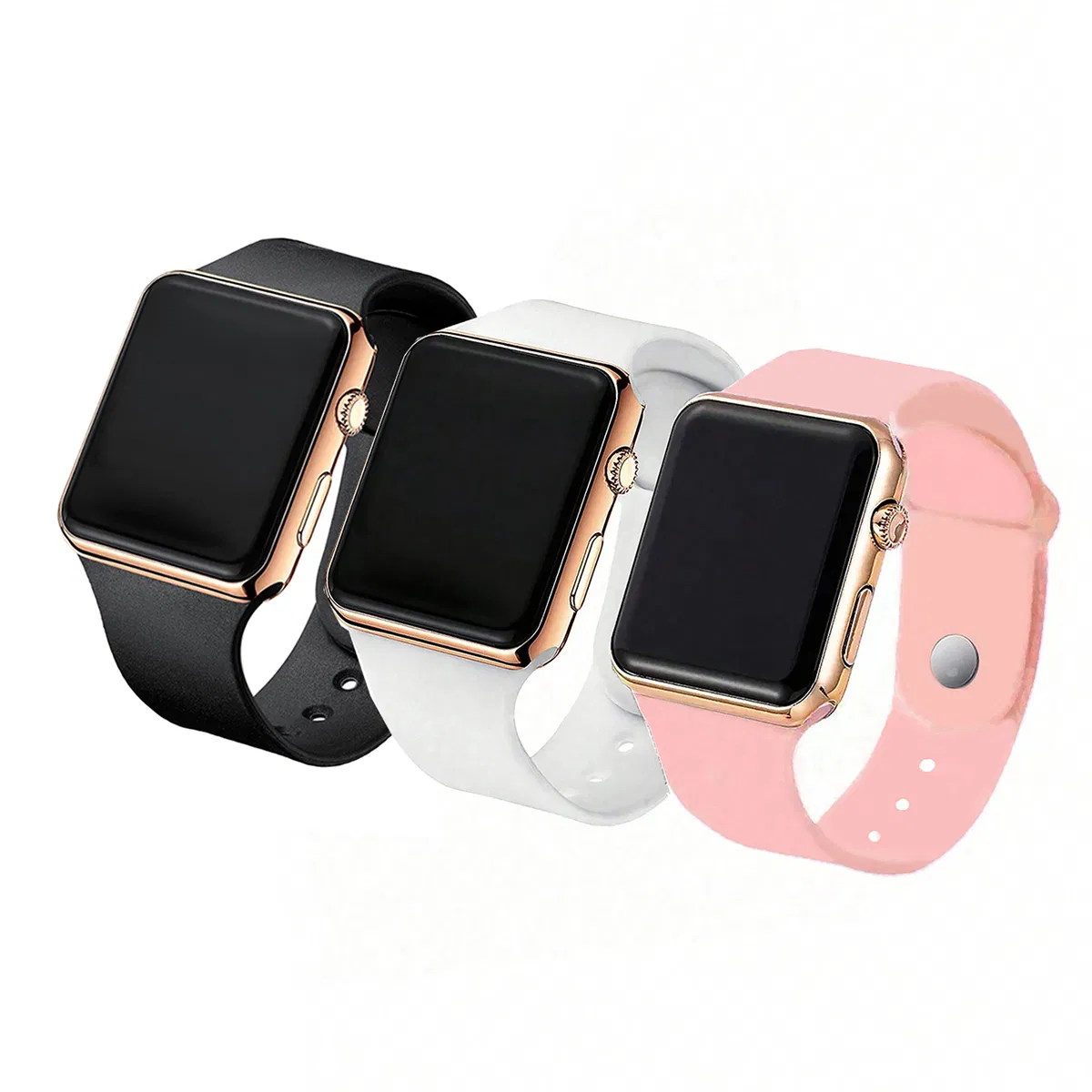 Couple Gift Watch Set Large Square Silicone Teenager