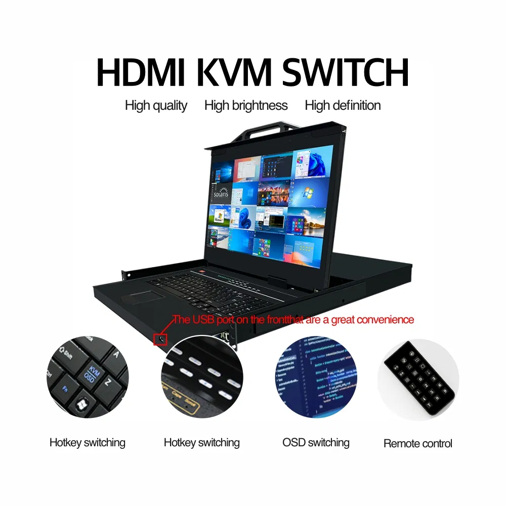 8-портовый KVM-коммутатор HDMI с LCD-экраном, 1U