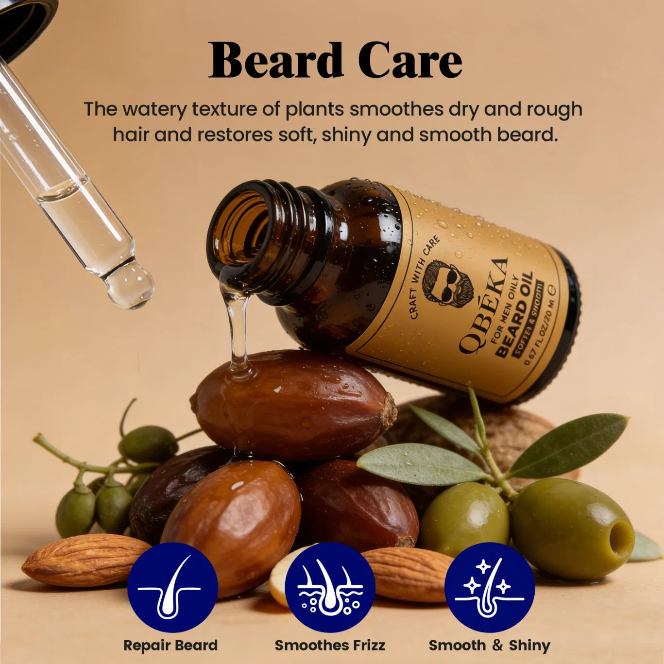 Premium Qbeka Beard Oil for Men Organic Natural Beard Softener & Conditioner Promotes Healthy Growth