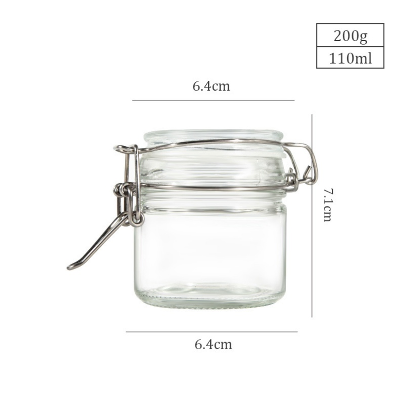Premium 110ml Empty Glass Storage Jar Food Storage Container with Secure Metal Swing Lid