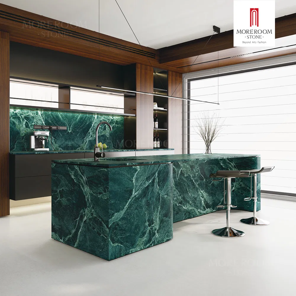 Porcelain Slab Premium Prada Green Marble Tiles for Luxury Villa Interior Decoration