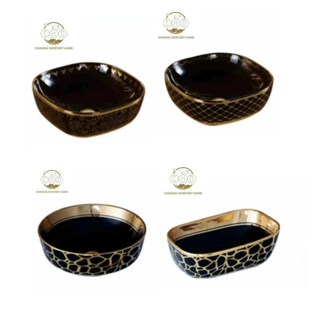 Керамическая раковина золотого цвета для ванной