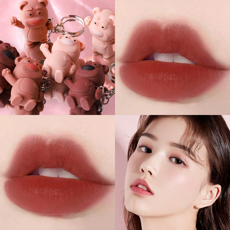 Makeup Lovely Keychain Bear Lip Mud Non-Stick Cup Matte Mist Lip Gloss