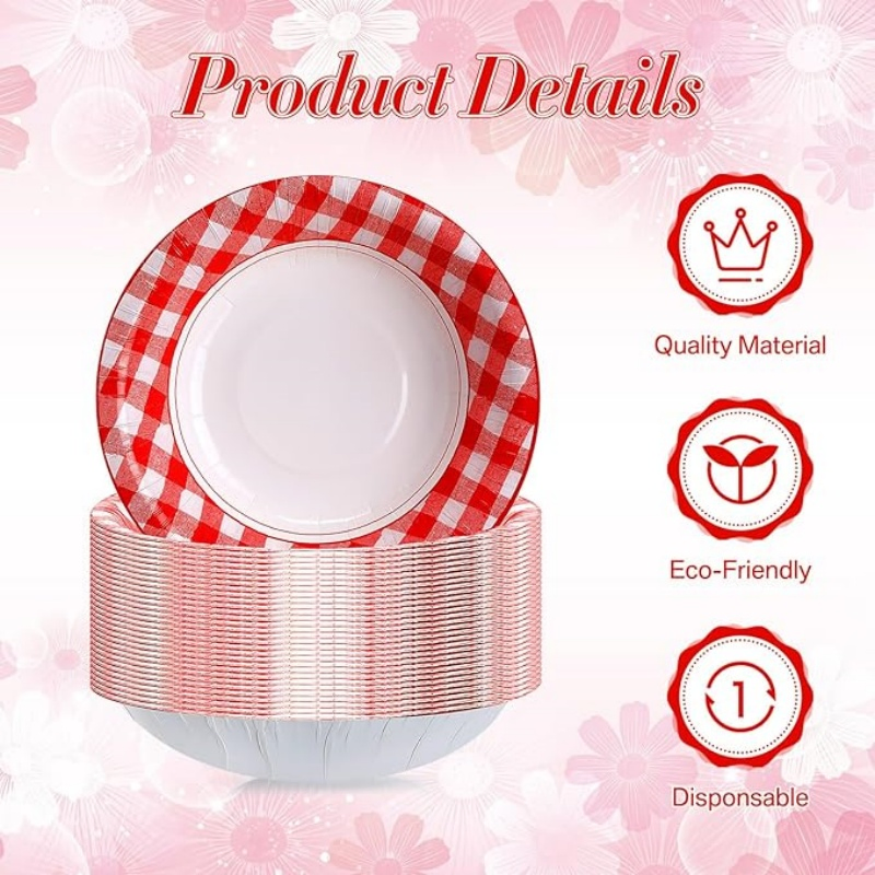 Stylish 16 Oz Red and White Checkered Serving Bowl for Parties