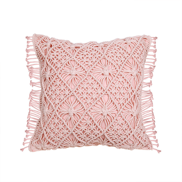 Hand-Woven Throw Pillowcase with Tassel Top Quality Home Decor Modern Crochet Cushion Cover