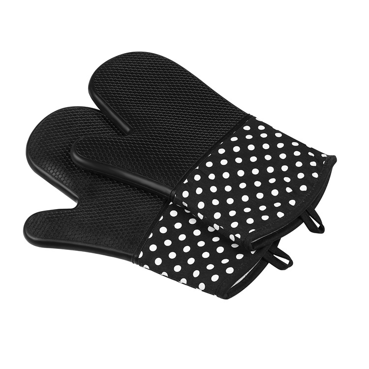 Polka DOT Oven Mitt and Pot Holder with Silicone