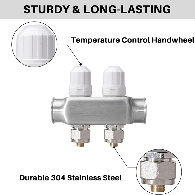 Sanipro Water Separator Distributor Mixing Valve System Pex Stainless Steel Radiant Underfloor Heating Flow Meter Manifold