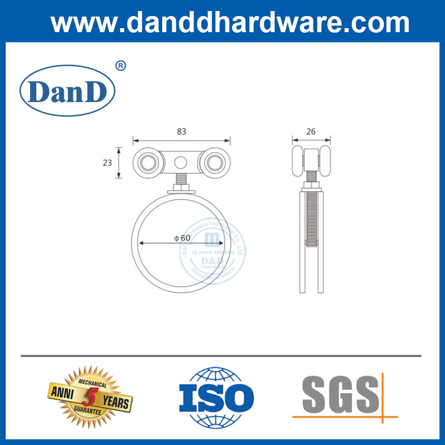 Stainless Steel Wheel Roller Sliding Door Hanging Roller Hanger for Bedroom