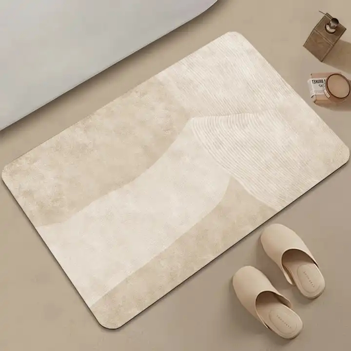 Soft Geometric Stone Nonslip Diatomaceous Earth Absorbent Quick Drying Bathroom Mat