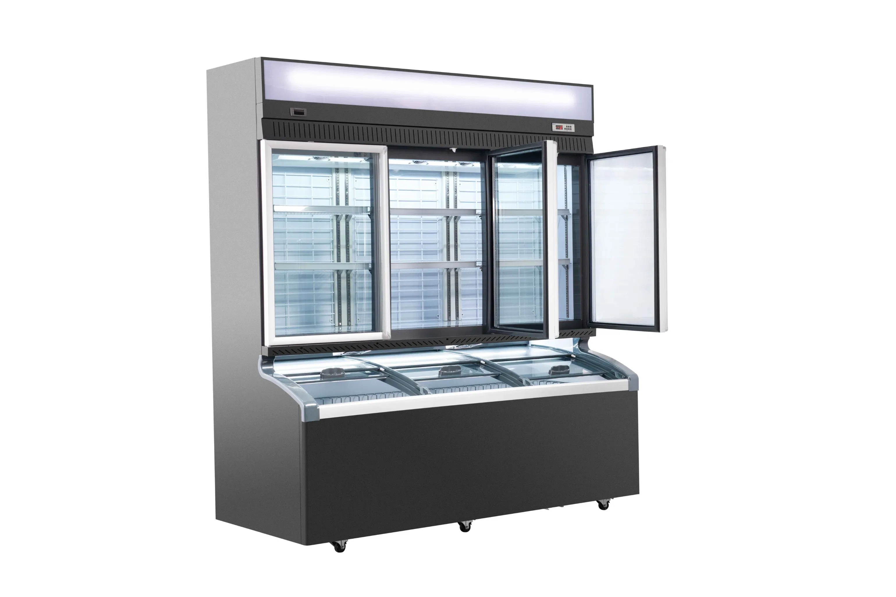 Commercial All-in-One Air-Cooled Frost-Free Glass-Door Mobile Ice Cream Freezer