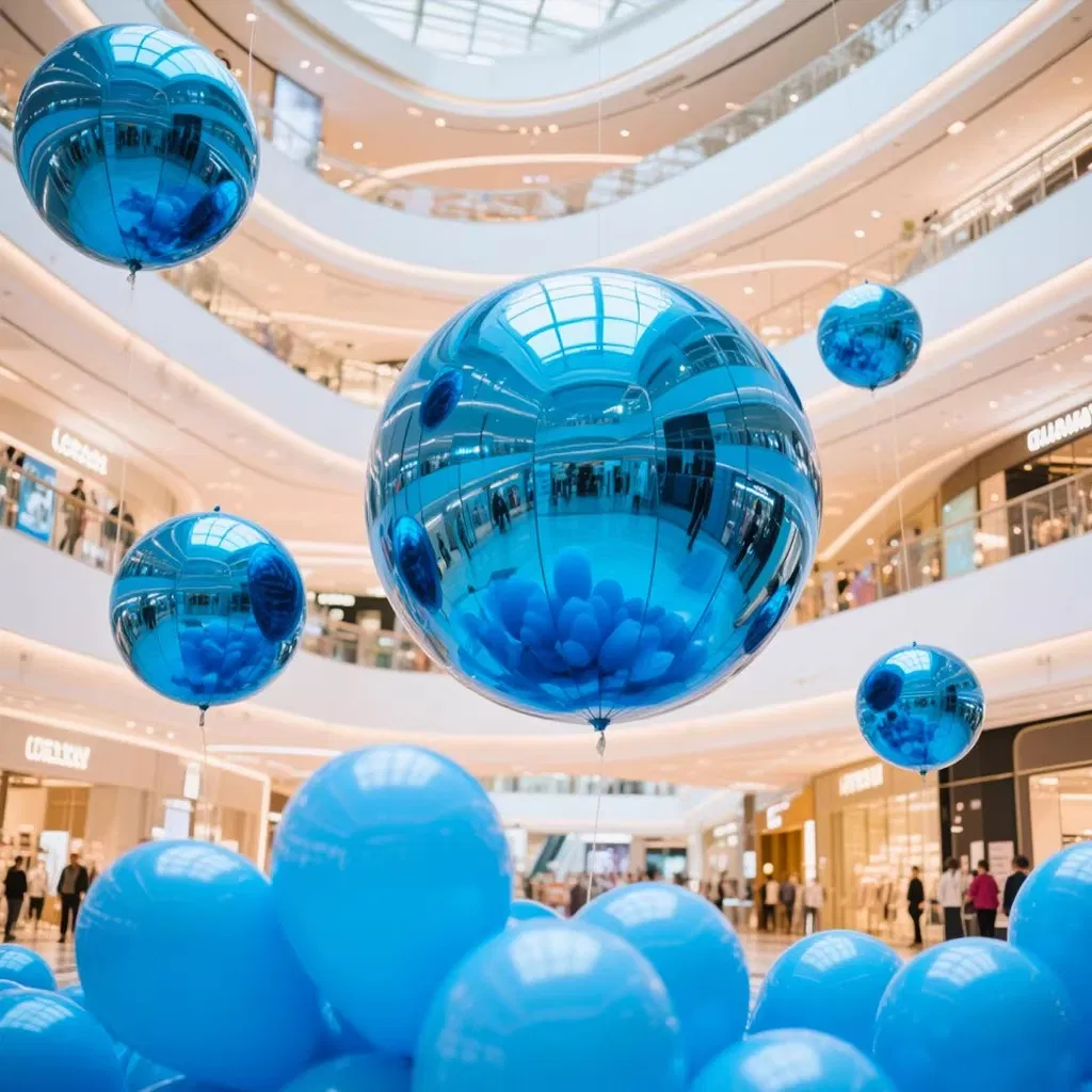 Boyi Custom Large Blue Inflatable Mirror Ball Gold Reflective Inflatable Mirror Balloon