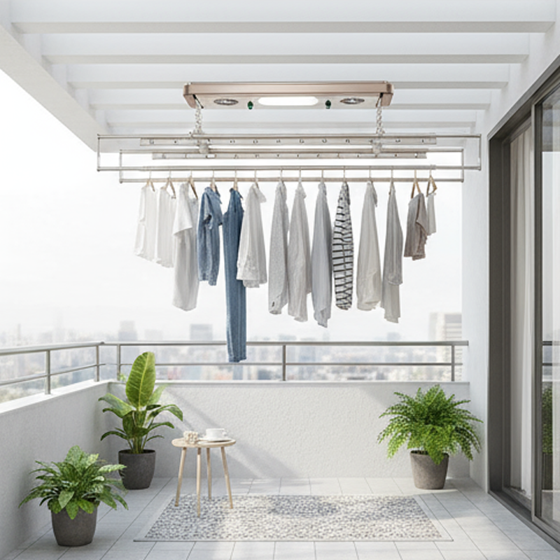 Smart Electric Foldable Clothes Drying Rack for Outdoor Spaces