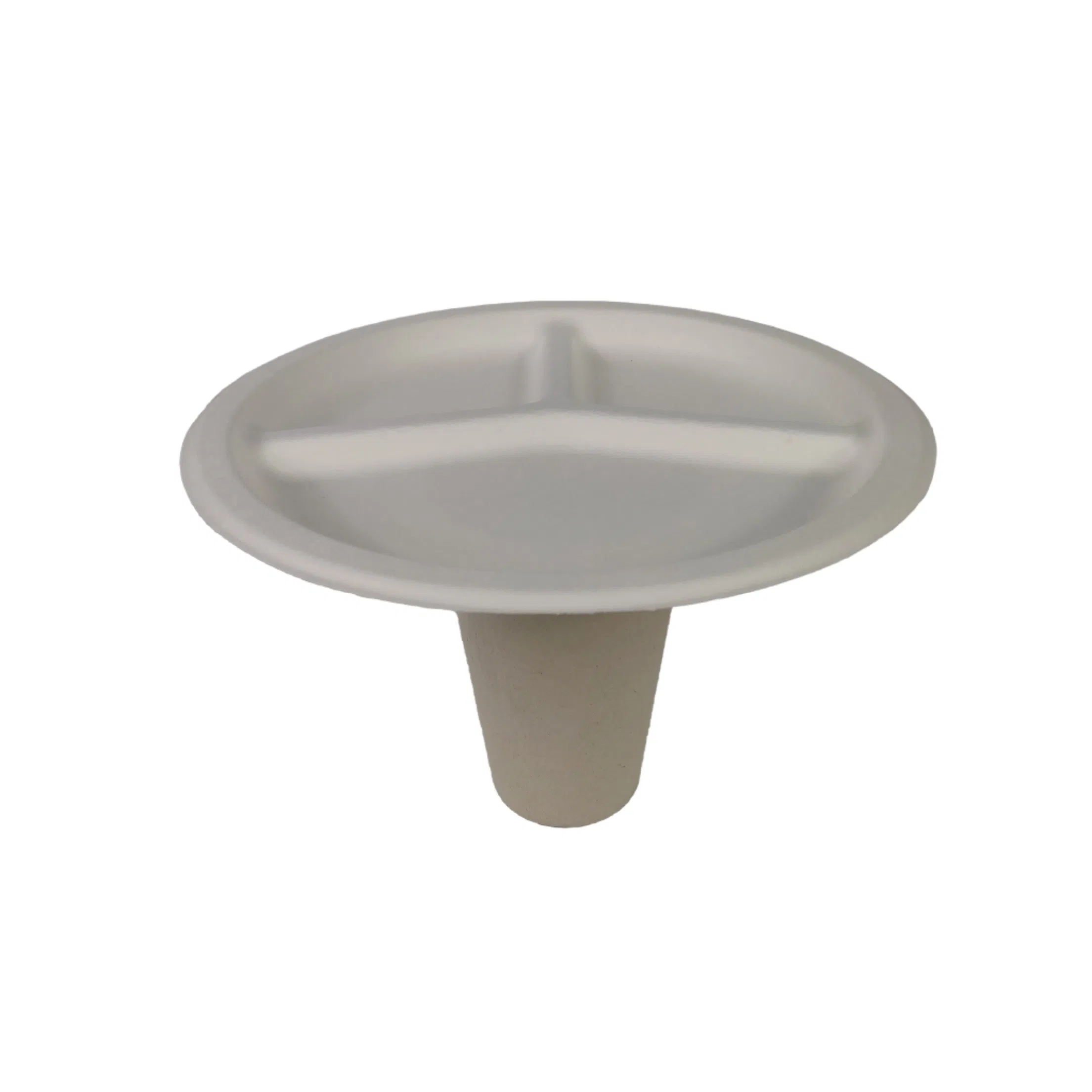 Eco-Friendly 9 Inch Sugarcane Bagasse Plate with 3 Compartments