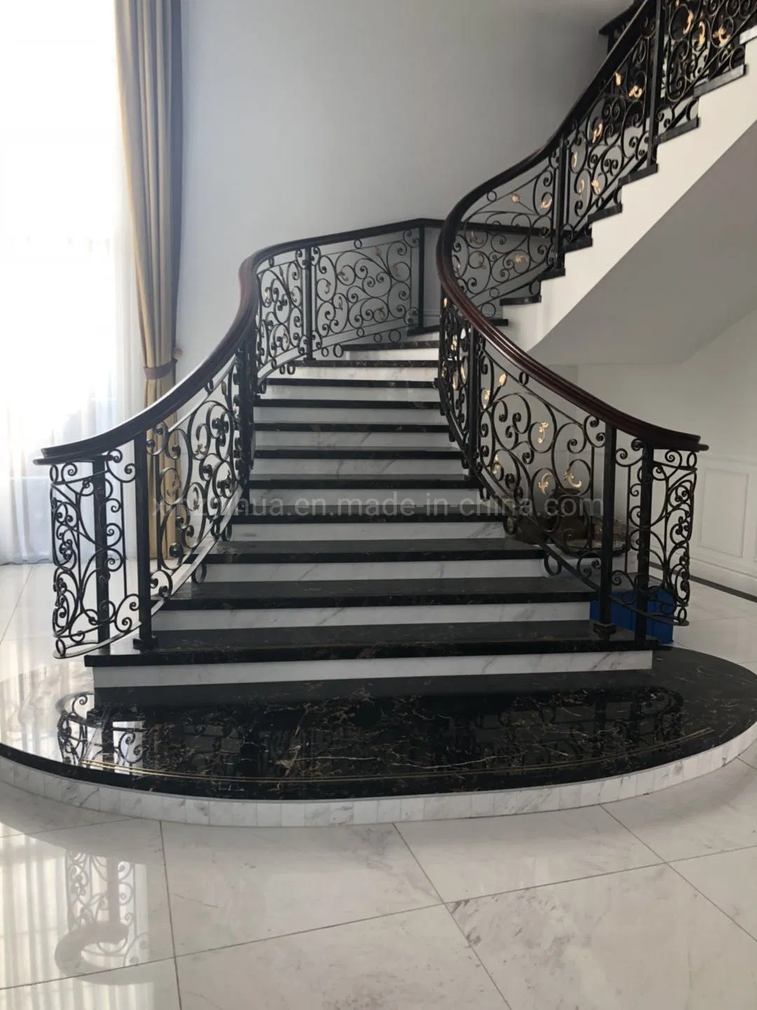 Indoor Sairs Design Natural Marble Stone Staircase Steps Tile Handrail