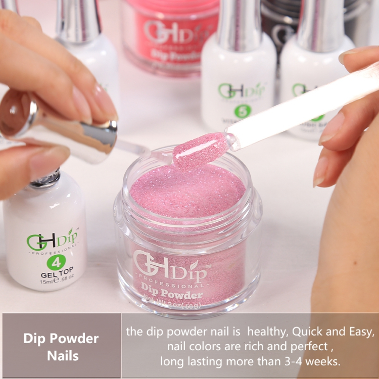 Pink Glitter Nail 2in1 Use Acrylic Dipping Powder Colors
