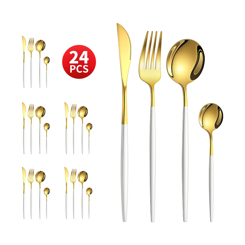 24-Piece Silverware Cutlery Set Stainless Steel Tableware Set, Includes Forks Spoons Knives