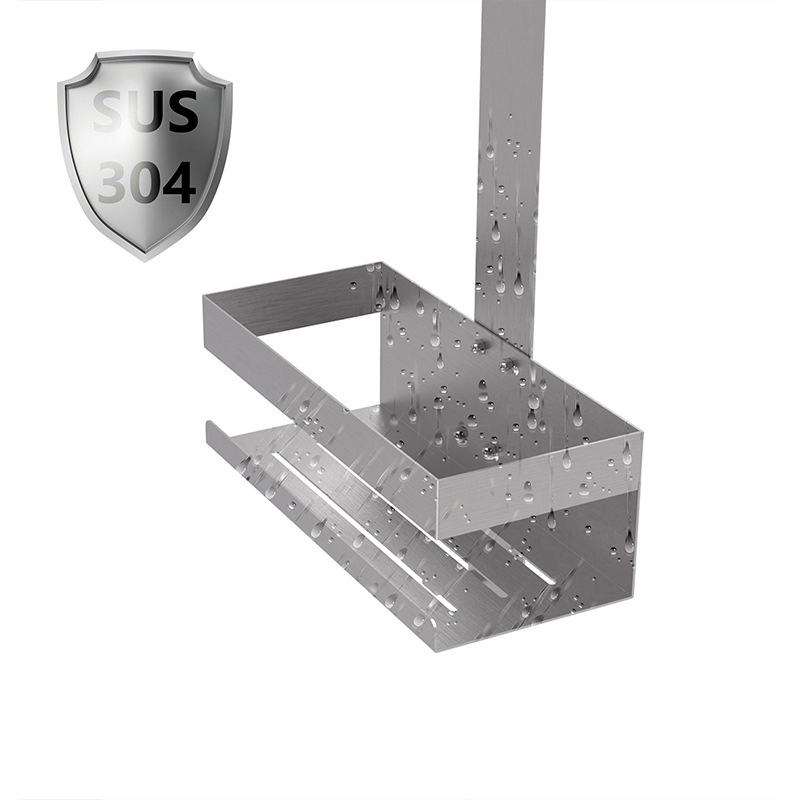 Sanipro Wall Mounted Shower Glass Door Hanging Basket Organizer Rack Stainless Steel Bathroom Storage Shelf