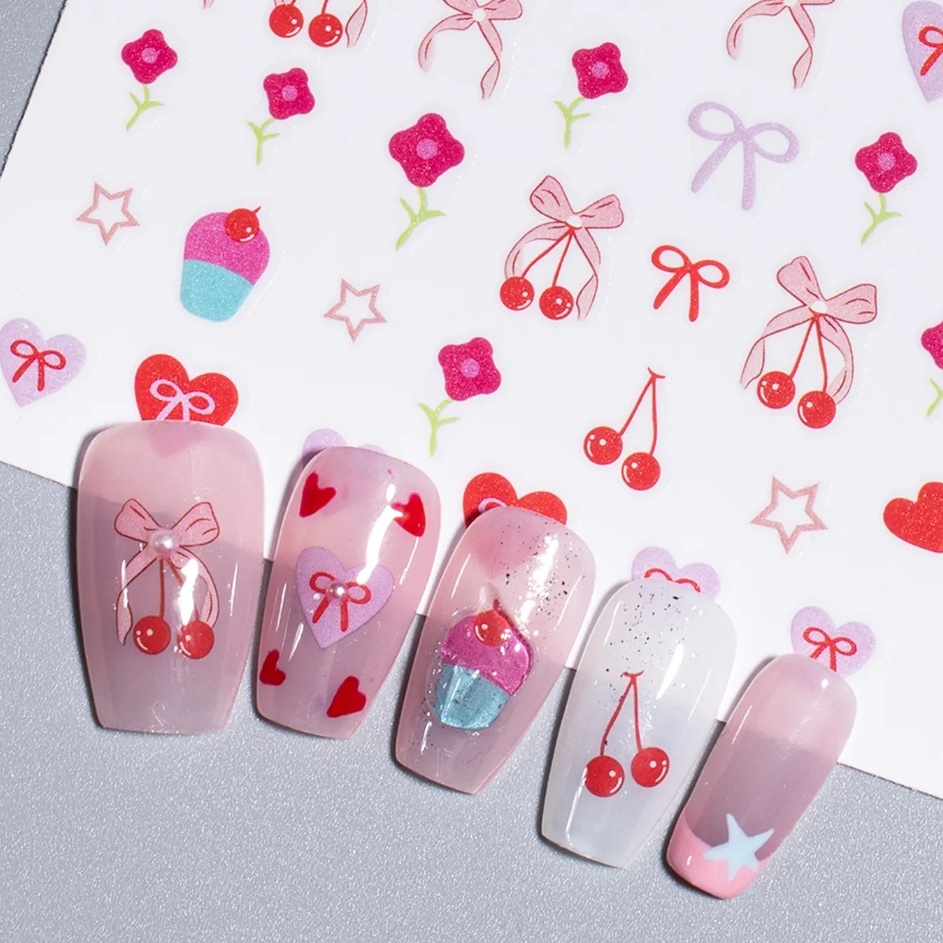 Cartoon Cute Nail Art Decorations Bow Back Glue Nail Art DIY Stickers
