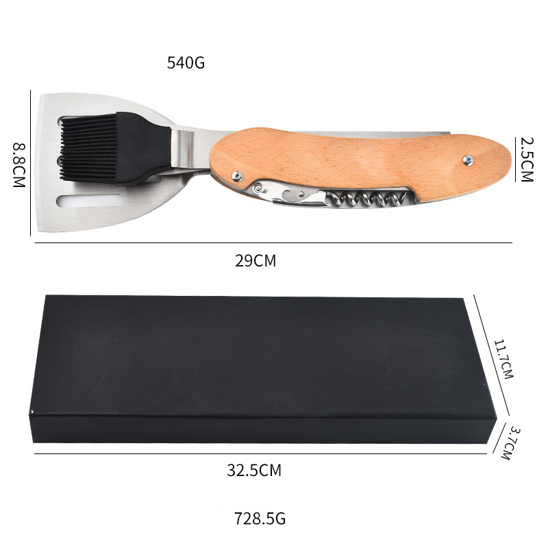 Wholesale Multifunctional Portable Outdoor Barbecue Tool Customizable Stainless Steel Wooden Handle Smoked BBQ Kit