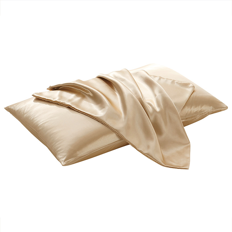 2024 New European with American Color Pillowcase Solid Color Double-Sided Silk Pillowcase Ice Silk Pillowcase for Home