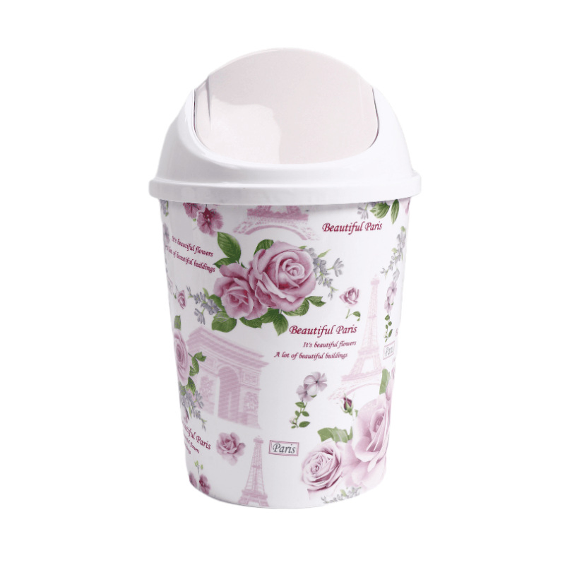 Living Room Bathroom Kitchen Trash Can with Lid Floral Print