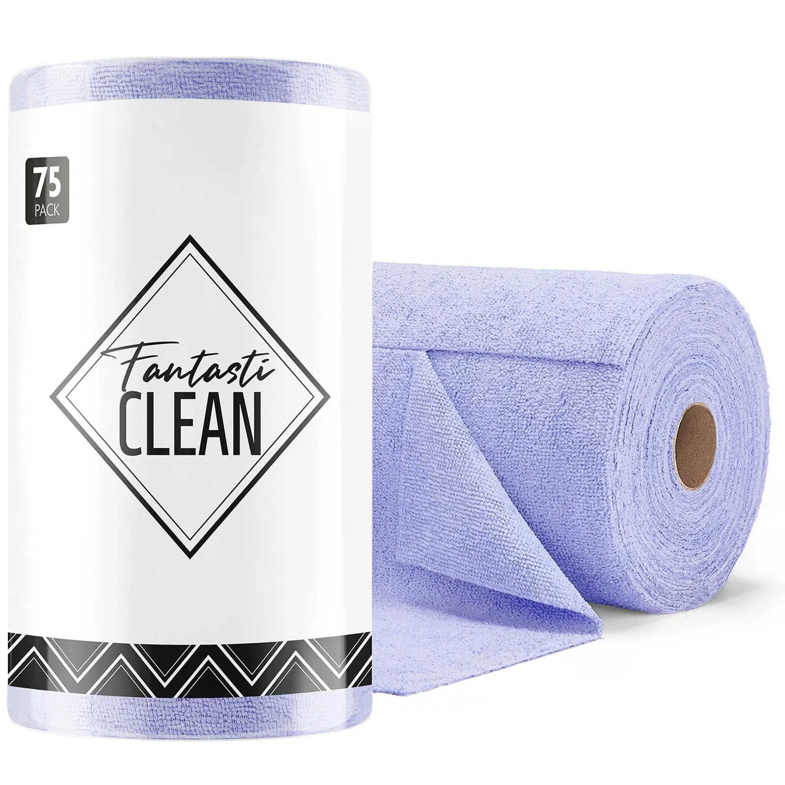 New Design 75 Pack Cleaning Cloth Paper Towel Roll Tear Away Microfiber Roll Cleaning Towels Washable Cloths for Car, House (Lavender)