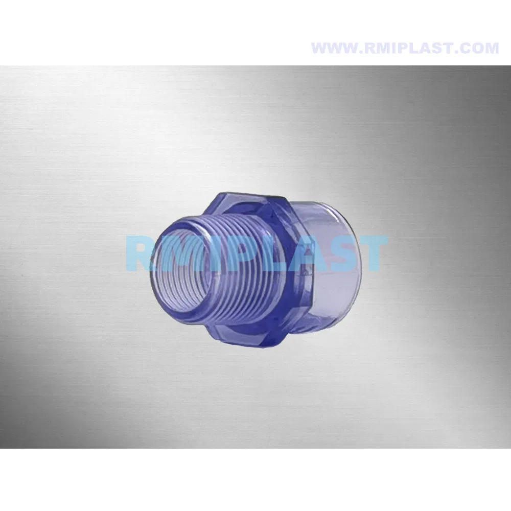 Clear UPVC Male Thread Coupler Clear PVC Male Coupling Plastic Male Threaded Adaptor by DIN Pn16 for Water Supply