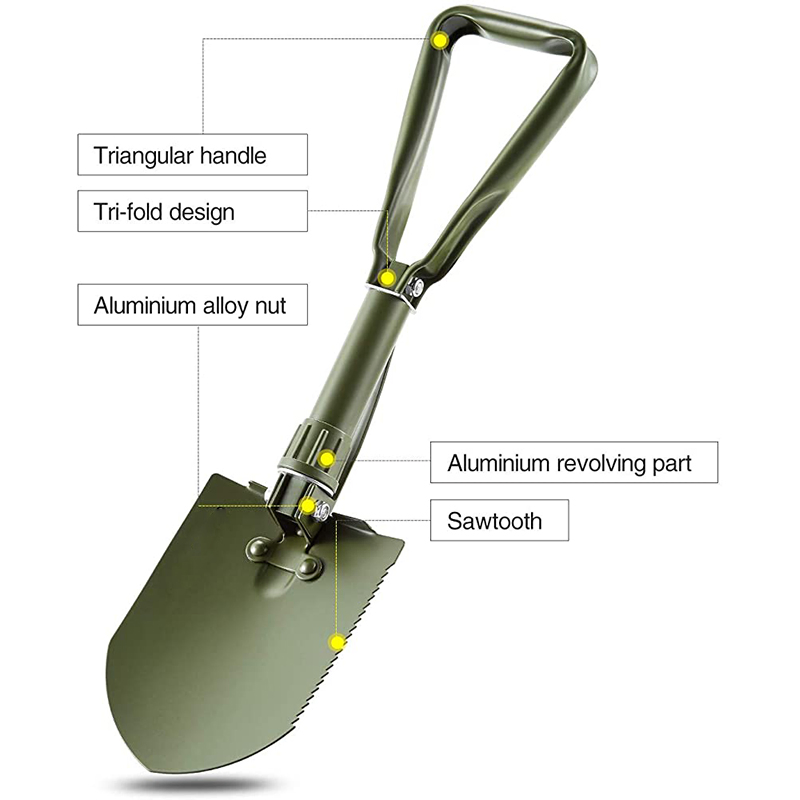 Portable Shovel Multi-Function High Carbon Steel Shovel Garden Spade Car Shovel Outdoor Mini D Handle Engineer Camping Folding Shovel
