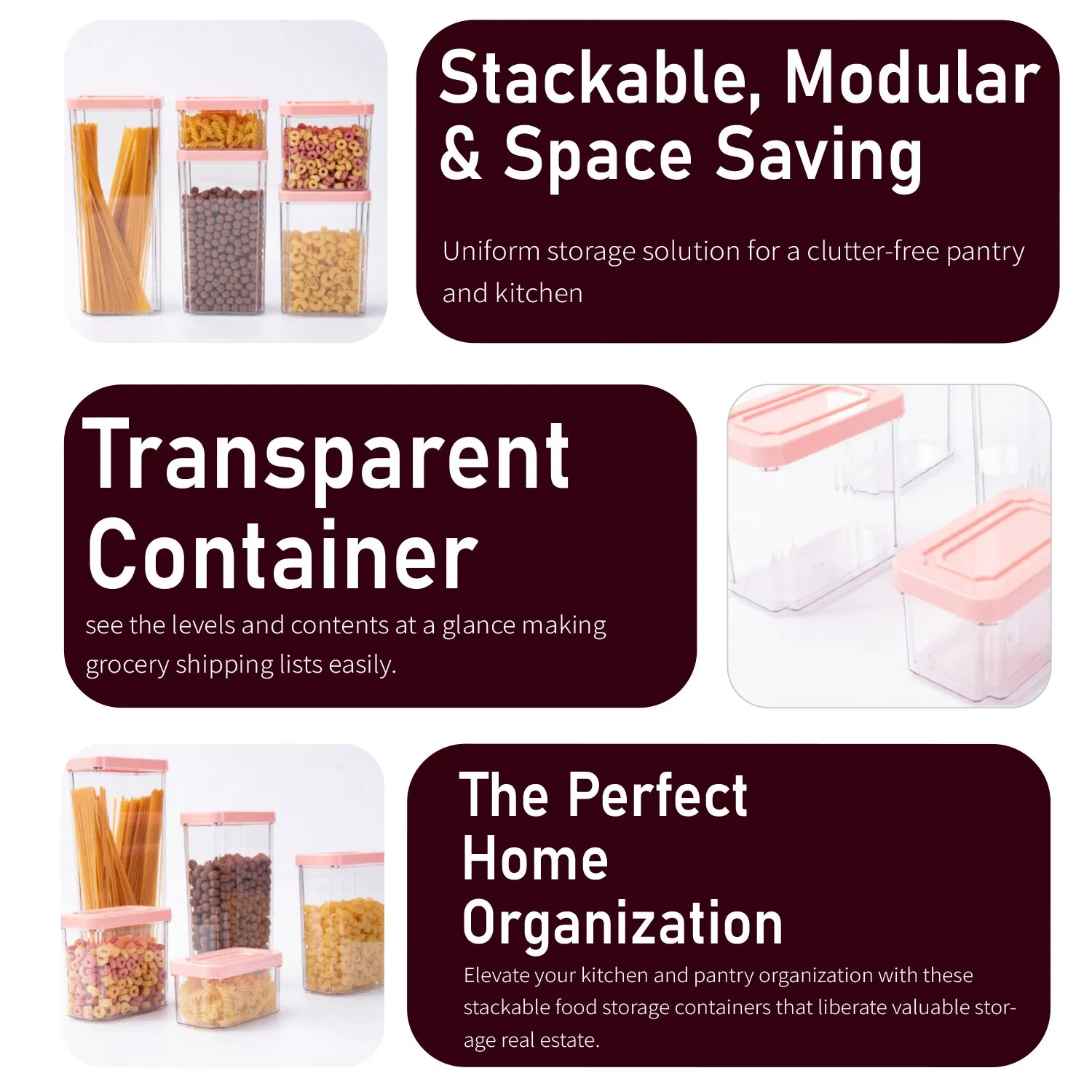 Прозрачный контейнер для хранения еды, квадратный