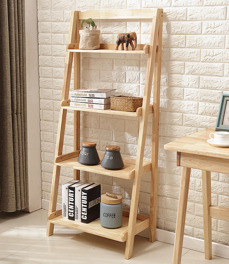 Multi-Purpose Solid Wood Shelf Wood Storage Rack Natural