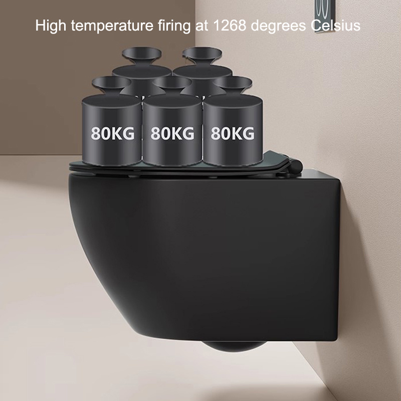 Wall Hanging European Rimless P Trap Modern Color Ceramic Sanitary Ware Wc Wall Mounted Drain Matt Black Wall Hung Toilet