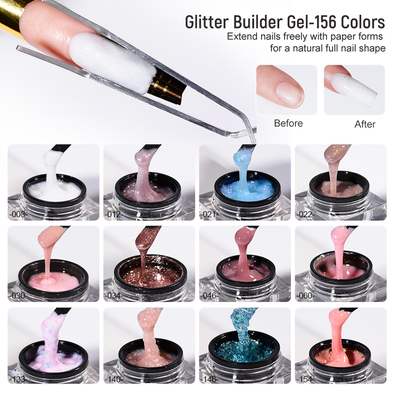 New Formula No Burn Builder Nail Extension Gel 15ml Hema Free Low Heat Self Leveling Acryl Mousse Glitter Hard Gel