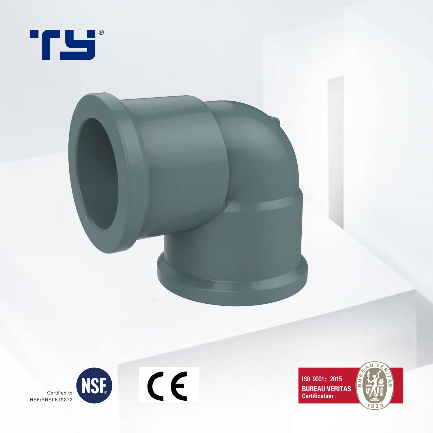 PVC Plastic Welded Pressure Pipe Tube Fittings Reducing Tee Socket Nail Back Nut NBR5648 OEM Tiger