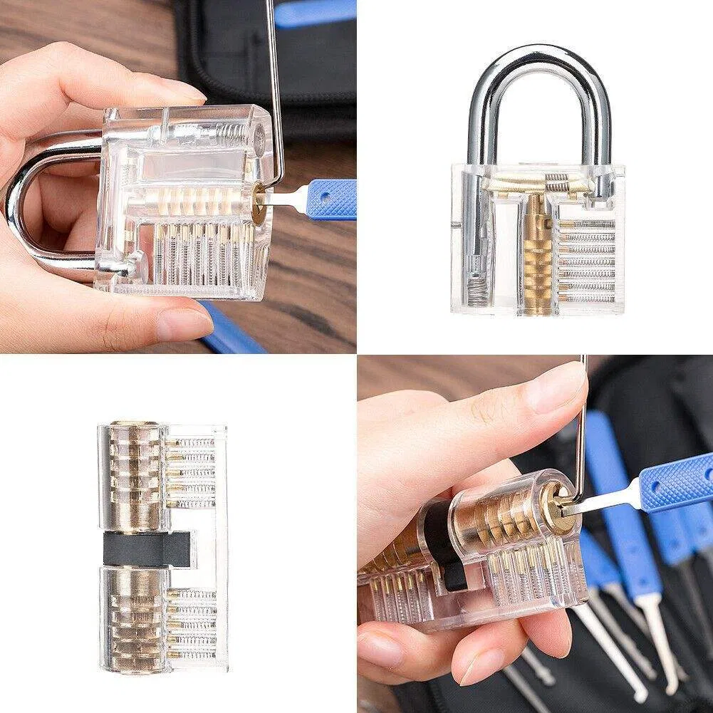 19PCS Blue 3PCS Transparent Locks Locksmith Practice Supplies Lock Pick Tool Set