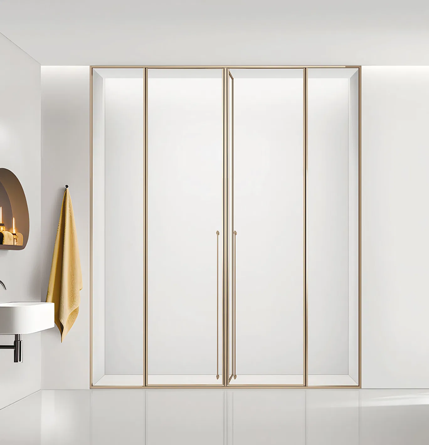 Custom Bathroom Stainless Steel Frame Tempered Glass Sliding Shower Enclosure