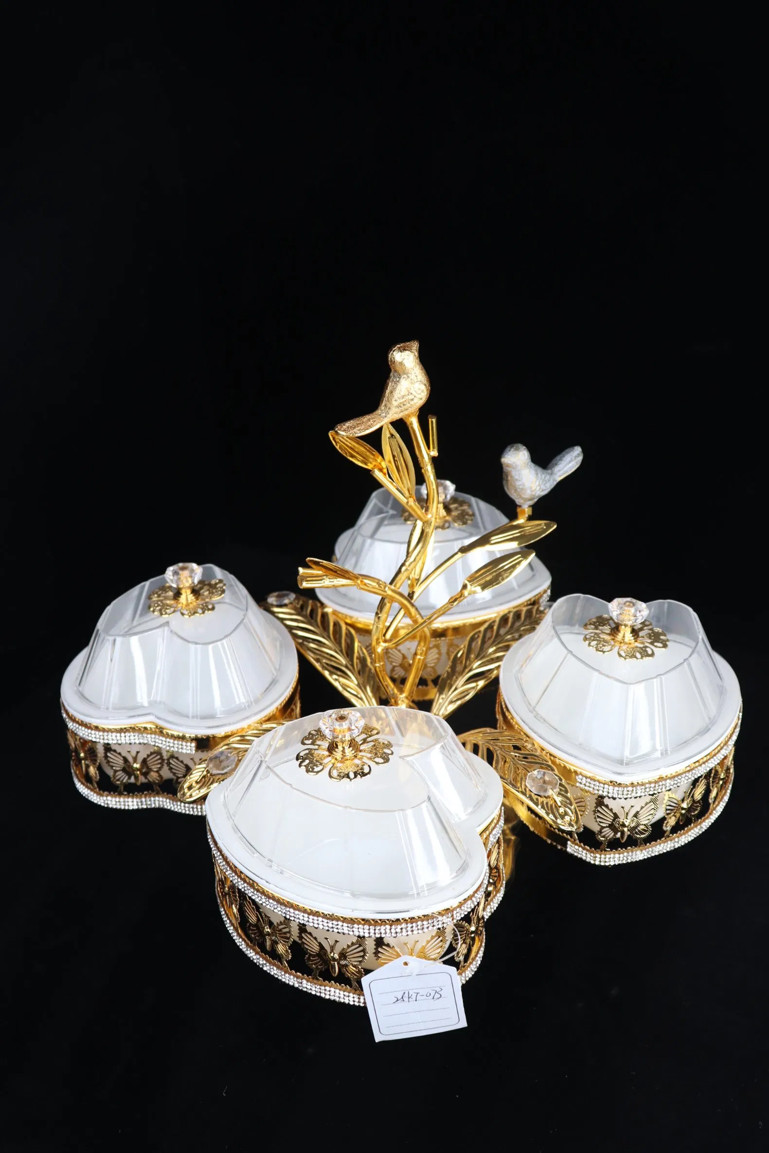 Living Room Storage Food Container, Sugar Jar with Lid, Plastic Jar with Gold-Plated Iron Set