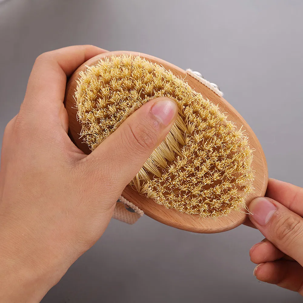 Natural Bristle Dry Wet Wooden Body Clean Pet Scrubber Custom Bamboo Bath Shower Nylon Brush