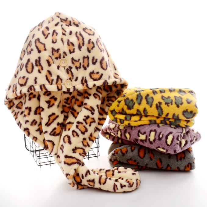 25*65cm Yellow Coral Velvet Dry Cap Strong Absorbent Double Cap Head Towel