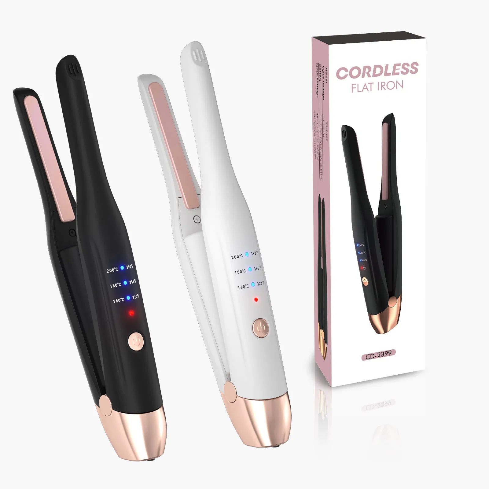 Wireless Portable Hair Straightener and Curler 2 in 1 Rechargeable Mini Ceramic Beard Hair Straightener with LED Light