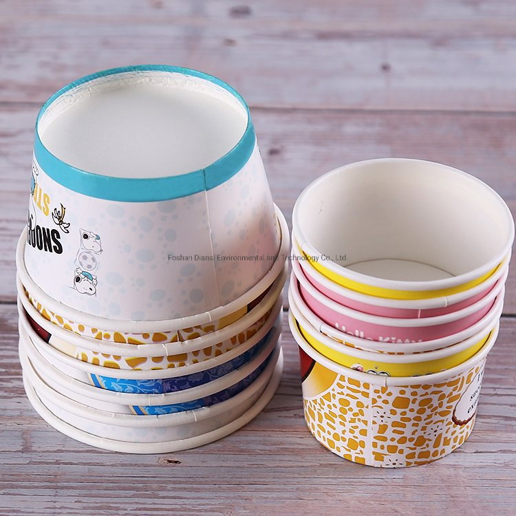 4oz6oz8oz10oz12oz16oz Ice Cream Paper Cup with Plastic Clear Lids